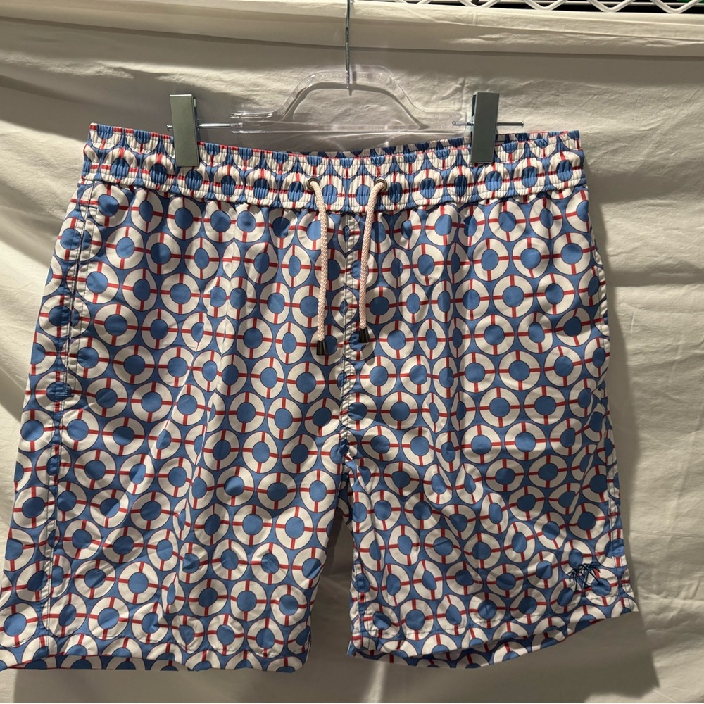 Geometric Ring Buoy Blue Swim Shorts